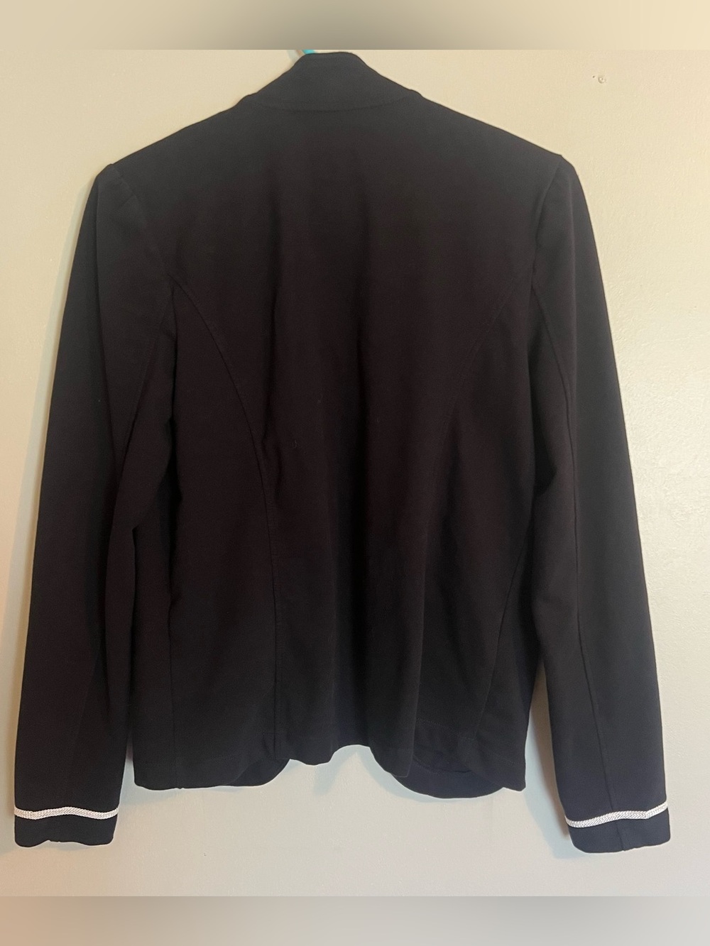 Tommy Hilfiger Black Military Style Blazer with White Trim and Silver Buttons - Picture 8 of 9